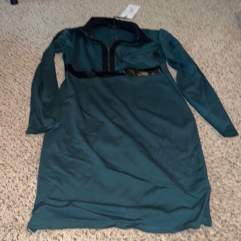 Dark green and black long sleeve dress